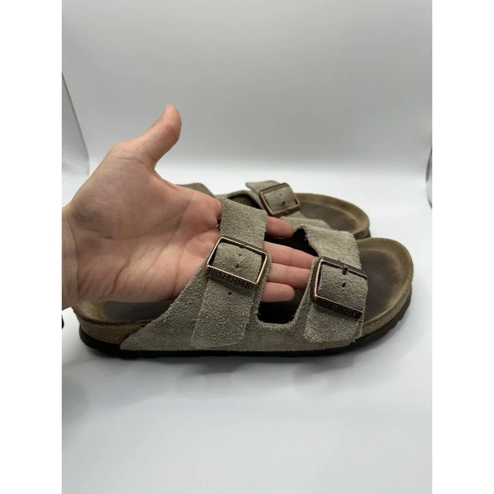 Birkenstock Arizona sandals Suede Leather Taupe Women's 7 And Eu38